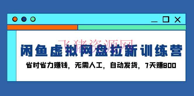 【网赚项目】闲鱼虚拟网盘拉新训练营：省时省力挣钱，无需人工，主动发货，7天赚800 - 网赚项目 - 网赚项目, 闲鱼虚拟-飞猪资源网