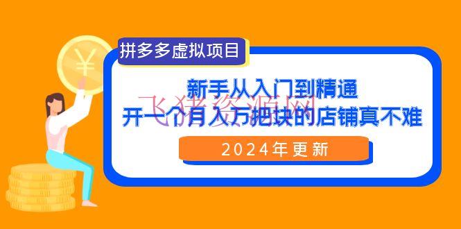 【电商运营】拼多多卖虚拟项目：零根底到通晓，开一个月入万把块的店肆 真不难（24年新版） - 拼多多 - 电商运营, 虚拟项目, 运营-飞猪资源网
