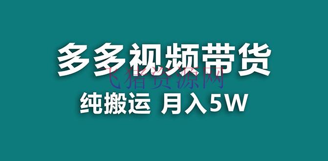 拼多多视频带货项目：纯转移一个月5w赢利，新手也能轻松操作【蓝海项目】 - 拼多多 - 网创项目, 视频, 视频带货-飞猪资源网
