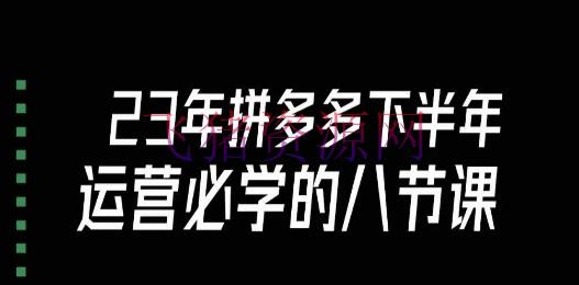 【电商运营】拼多多运营进阶必学，大牙带你把握23年下半年的高档课程（共18节） - 拼多多 - 电商运营, 运营-飞猪资源网