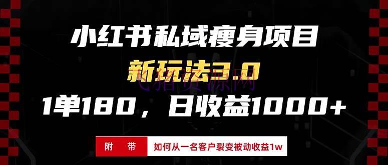【网赚项目】小红书减肥项目3.0形式，新手小白日赚收益1000+（附从一名客户裂变收益 - 网赚项目 - 小红书运营, 瘦身项目, 网赚项目-飞猪资源网