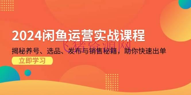 【网赚项目】2024闲鱼运营实战课程：揭秘养号、选品、发布与出售秘籍，助你快速出单 - 网赚项目 - 网赚项目, 闲鱼运营-飞猪资源网