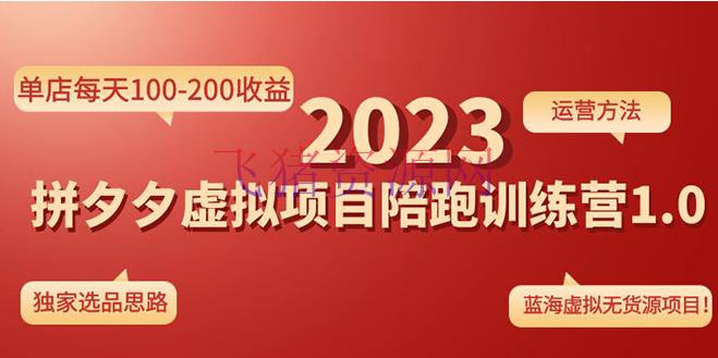 《拼夕夕虚拟项目陪跑训练营1.0》单店每天100-200收益 独家选品思路和运营 - 拼多多 - 教程, 电商运营, 虚拟电商, 运营, 选品-飞猪资源网