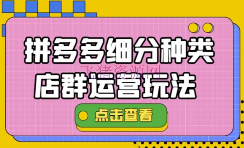 【电商运营】拼多多细分品种店群运营玩法3.0，11月最新玩法，小白也能够操作 - 拼多多 - 店群, 教程, 电商, 电商运营, 运营-飞猪资源网