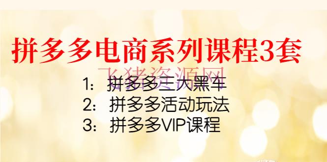 【电商运营】拼多多电商系列课程3套：拼多多三大黑车+拼多多活动玩法+拼多多VIP课程 - 拼多多 - 教程, 电商, 电商运营, 运营-飞猪资源网