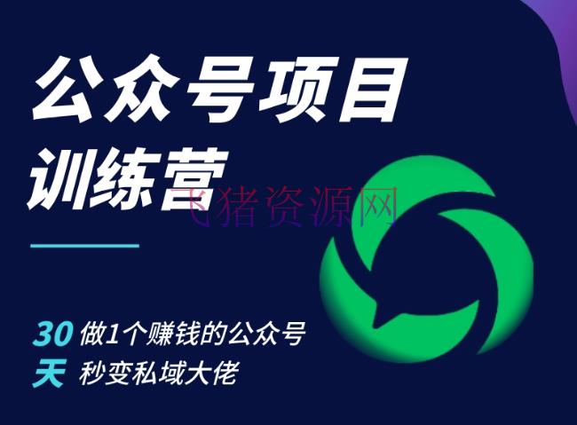 【网赚项目】大众号项目训练营，30天做1个挣钱的大众号，秒变私域大佬 - 网赚项目 - 公众号项目, 网赚项目-飞猪资源网