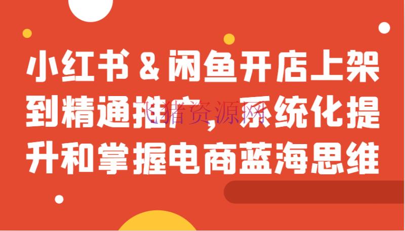 【网赚项目】小红书&闲鱼开店上架到通晓推行，系统化提高和把握电商蓝海思想 - 网赚项目 - 小红书, 网赚项目, 闲鱼开店-飞猪资源网