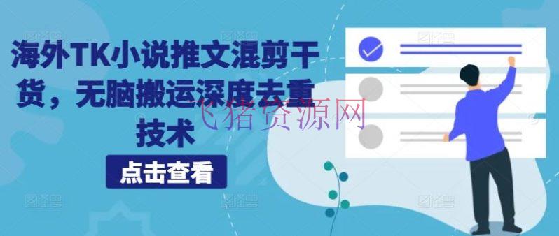 【网赚项目】海外TK小说推文混剪干货，无脑转移深度去重技能 - 网赚项目 - 小说推文, 网赚项目-飞猪资源网