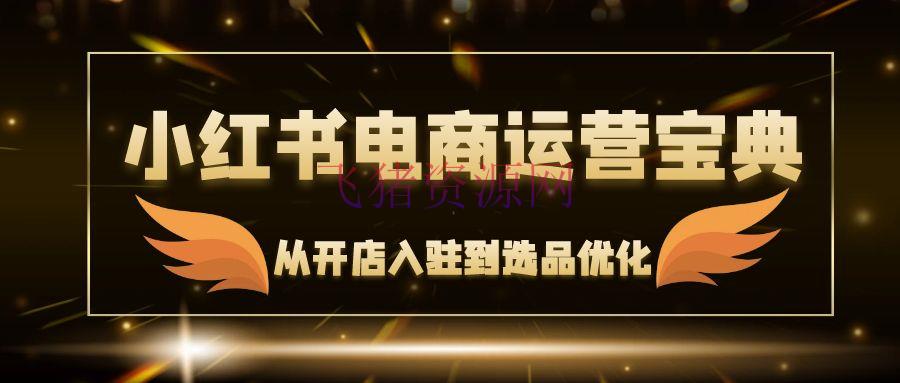 【网赚项目】小红书电商运营宝典：从开店入驻到选品优化，一站式处理你的电商难题 - 网赚项目 - 小红书电商, 电商运营, 网赚项目-飞猪资源网