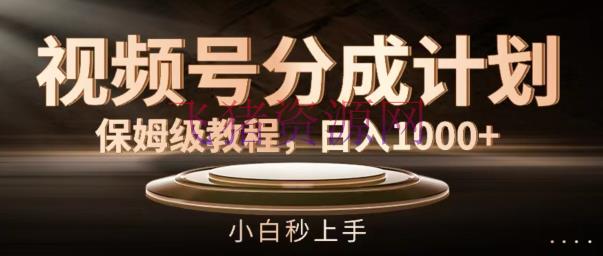 【网赚项目】视频号分红方案保姆级教程，日入1K，小白秒上手【揭秘】 - 网赚项目 飞猪资源网-飞猪资源网