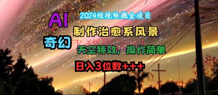 【网赚项目】2024短视频掘金项目，AI制造治好系景色，奇幻天空特效，操作简略，日入3位数【揭秘】 - 网赚项目 - 网赚项目-飞猪资源网