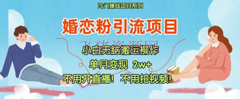 【网赚项目】小红书婚恋粉引流，不必开直播，不必拍视频，不必做交给【揭秘】 - 网赚项目 - 小红书, 网赚项目-飞猪资源网