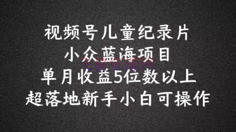【网赚项目】2024蓝海项目视频号儿童纪录片科普，单月收益5位数以上，新手小白可操作【揭秘】 - 网赚项目 - 儿童纪录片, 网赚项目, 视频号-飞猪资源网