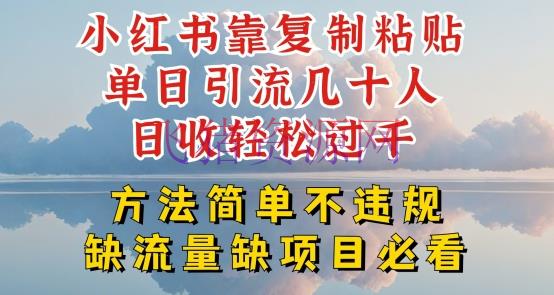 【网赚项目】小红书靠复制粘贴单日引流几十人目收轻松过千，办法简略不违规【揭秘】 - 网赚项目 - 小红书运营, 网赚项目-飞猪资源网