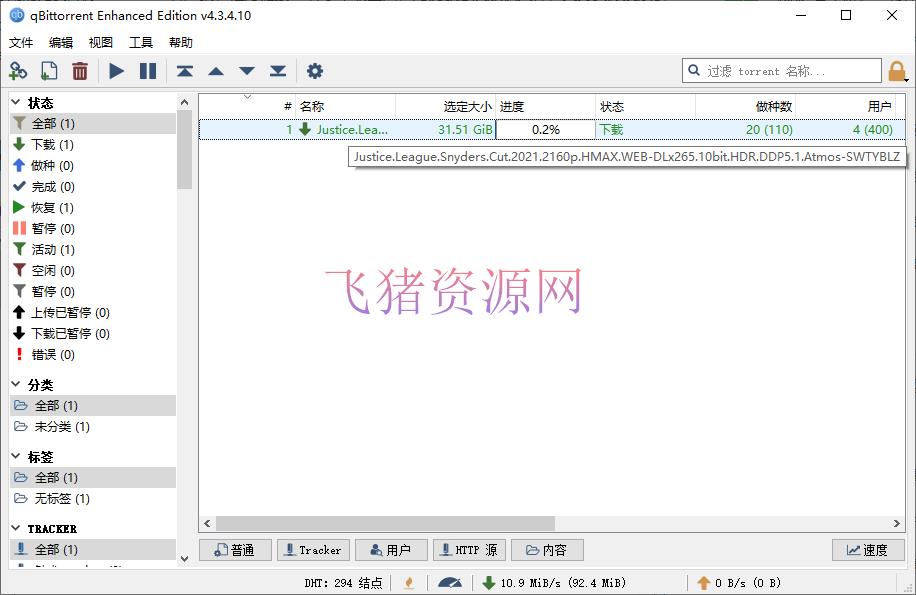 [精品软件]BT下载利器 qBittorrent 4.4.2.10 增强便携版 - 精品软件 --飞猪资源网