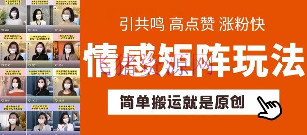 【网赚项目】简略转移，情感矩阵玩法，涨粉速度快，可带货，可起号【揭秘】 - 网赚项目 - 搬运, 网赚项目-飞猪资源网