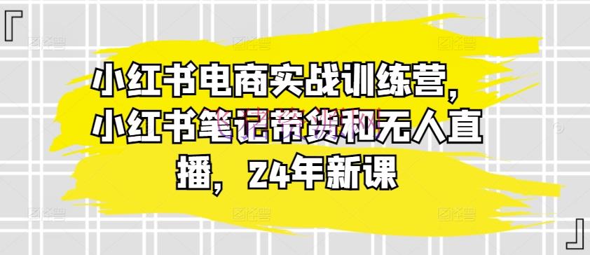 【网赚项目】小红书电商实战训练营，小红书笔记带货和无人直播，24年新课 - 网赚项目 - 小红书电商, 无人直播, 网赚项目-飞猪资源网