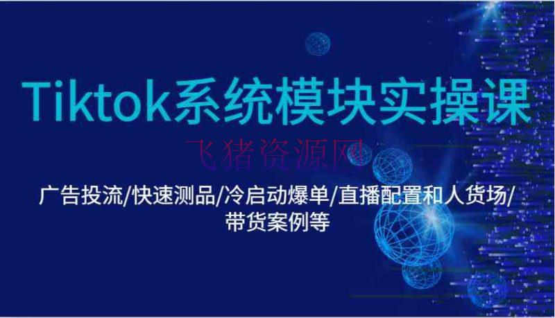 【跨境电商】Tiktok体系模块实操课：广告投流/快速测品/冷启动爆单/直播装备和人货场/带货事例等 - 跨境电商 - tiktok-飞猪资源网