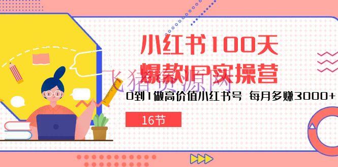 【网赚项目】小红书达人速成：100天打造爆款IP，轻松月赚3000+（16节） - 网赚项目 - 小红书运营, 网赚项目-飞猪资源网