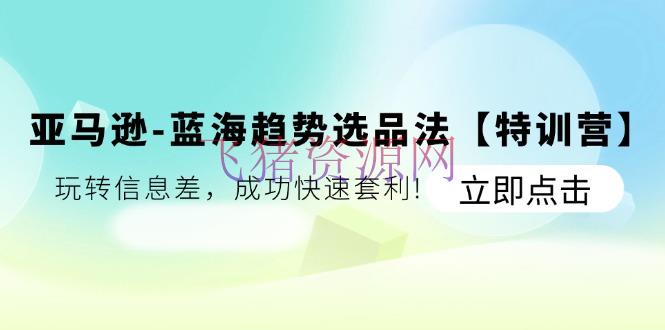 【跨境电商】亚马逊-蓝海趋势选品法【特训营】：玩转信息差，成功快速套利! - 跨境电商 - 亚马逊-飞猪资源网