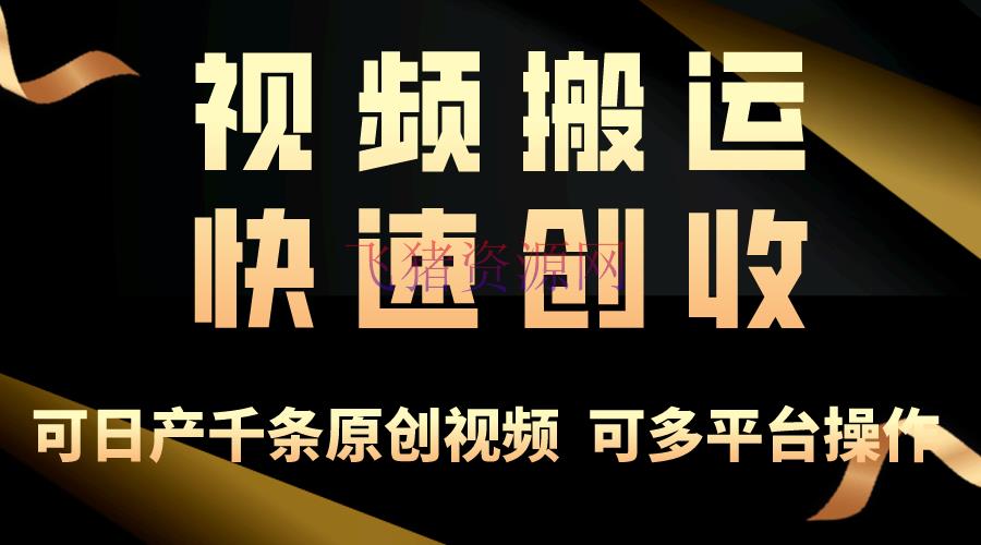 【网赚项目】一步一步教你赚大钱！视频转移月赚3万，零门槛创业新途径，打破你的思想限制 - 网赚项目 - 网赚项目, 视频搬运-飞猪资源网
