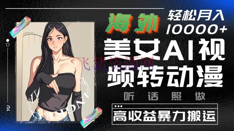 【网赚项目】海外美人AI视频转动漫，高收益暴力转移，听话照做，轻松就有收益【揭秘】 - 网赚项目 - AI视频转动漫, 网赚项目-飞猪资源网