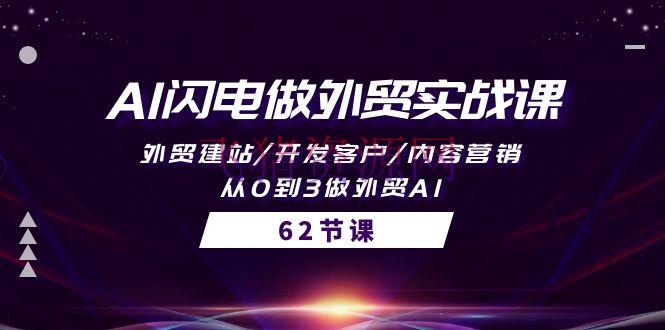 【AI变现】AI闪电做外贸实战教程：外贸建站/开发客户/内容营销/从0到3做外贸AI-62节 - 跨境电商 - AI变现, AI智能, 外贸实战, 电商运营-飞猪资源网