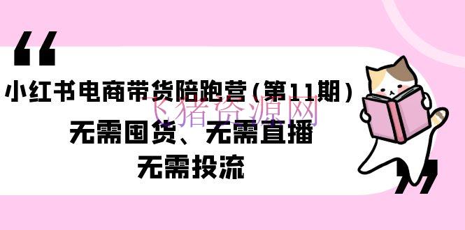 【网赚项目】小红书电商带货陪跑营(第11期)无需囤货、无需直播、无需投流（送往期10套） - 网赚项目 - 小红书电商, 电商带货-飞猪资源网