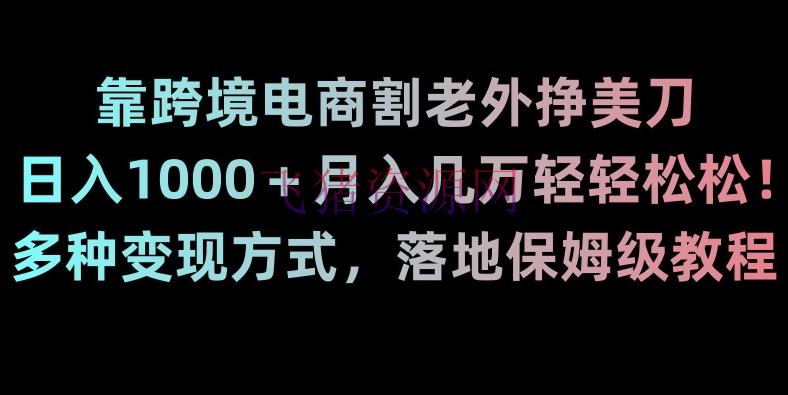 【电商运营】靠跨境电商割老外挣美刀，日入1000＋月入几万轻轻松松！多种变现方法，落地保姆级教程【揭秘】 - 跨境电商 - 电商运营-飞猪资源网