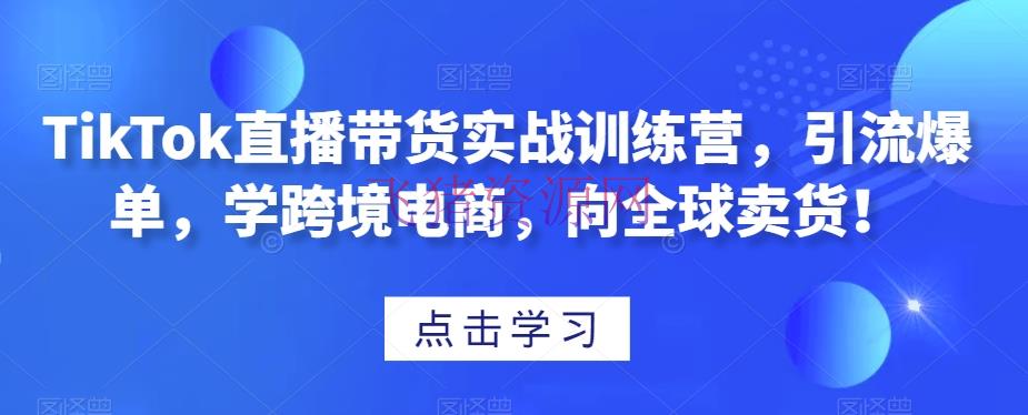 【跨境电商】TikTok直播带货，学跨境电商，引爆全球卖货！实战训练营-飞猪资源网