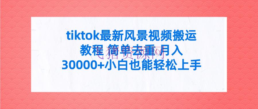 【网赚项目】tiktok最新景色视频转移教程 简略去重 月入30000+附全套东西 - 网赚项目 - tiktok, 网赚项目, 视频搬运-飞猪资源网