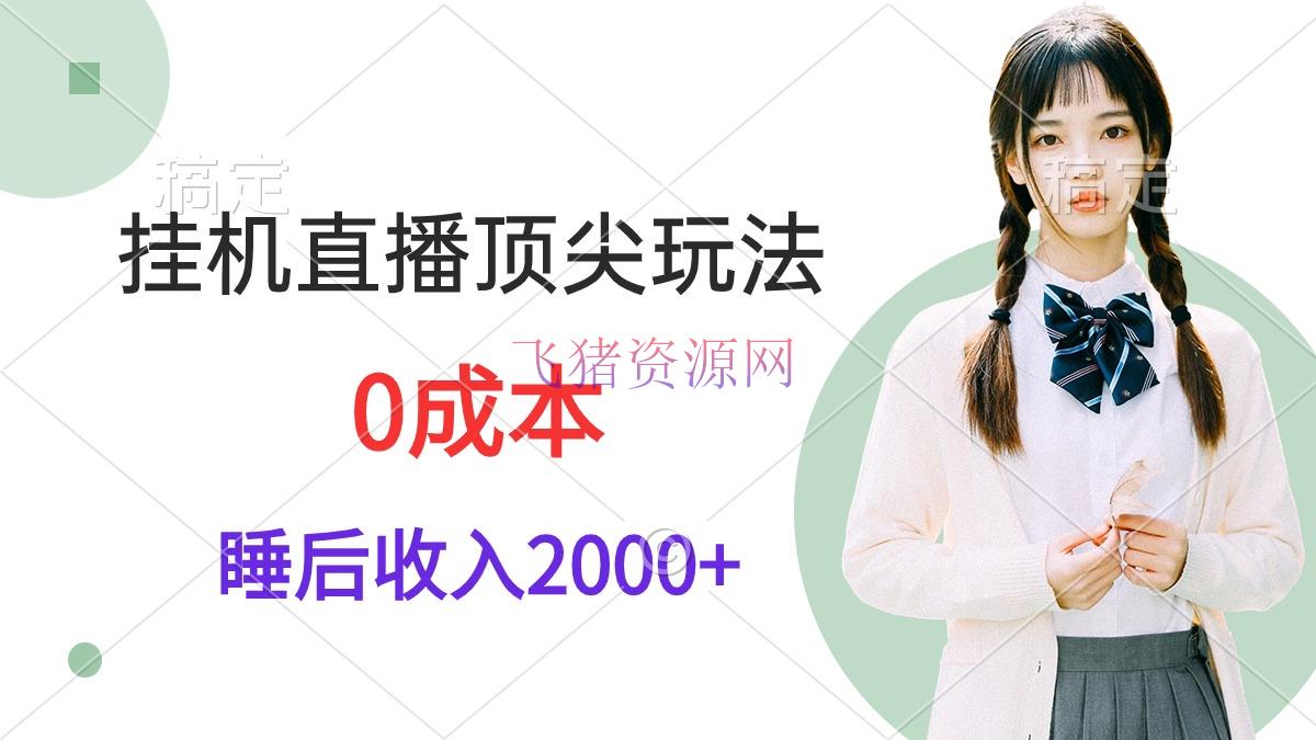【网赚项目】24年挂机直播顶尖玩法，睡后日收入2千、零本钱，视频教育 - 网赚项目 - 挂机直播, 无人直播, 网赚项目-飞猪资源网