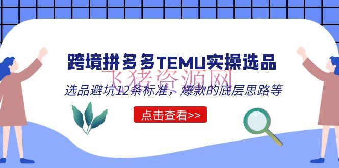 【电商运营】跨境拼多多TEMU实操选品运营办法，选品避坑12条规范，爆款的底层思路等 - 跨境电商 - 境外电商, 拼多多运营, 电商运营, 跨境拼多多-飞猪资源网