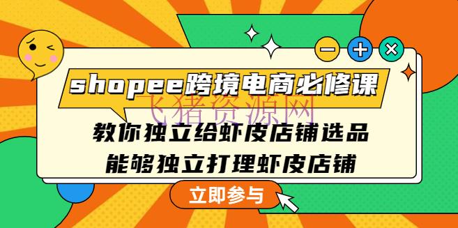 【电商运营】shopee跨境电商必修课：教你独立给虾皮店肆选品，可以独立打理虾皮店肆 - 跨境电商 - shopee, shopee虾皮, shopee运营, 电商运营-飞猪资源网