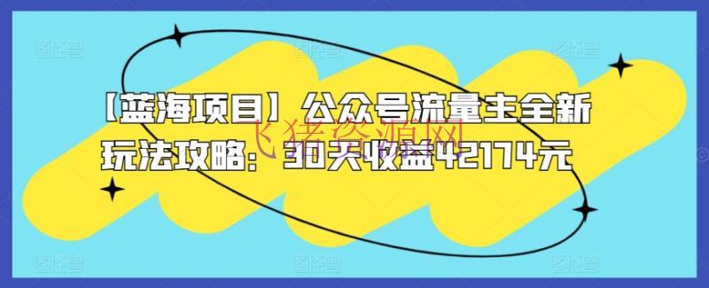【网赚项目】大众号流量主全新玩法攻略：30天收益42174元 蓝海范畴【揭秘】 - 网赚项目 - 公众号变现, 网赚项目-飞猪资源网