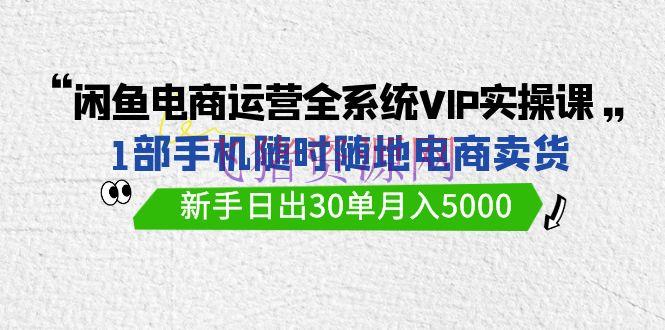 【电商运营】闲鱼电商运营全系统VIP实战课，1部手机随时随地卖货，新手日出30单月入5000 - 网赚项目 - 电商运营, 闲鱼电商运营-飞猪资源网