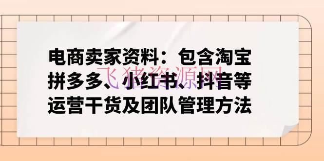 电商卖家材料：包括淘宝、拼多多、小红书、抖音等运营干货及团队管理方法 - 资源课程下载 - 电商卖家资料, 电商运营-飞猪资源网