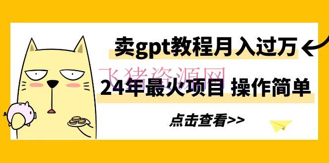 【网赚项目】2024年最火项目，卖gpt教程月入过万，简略操作 - 网赚项目 - GPT教程, 网赚项目-飞猪资源网