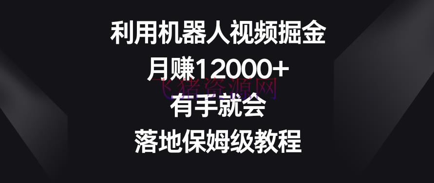 【网赚项目】使用机器人视频掘金，月赚12000+，有手就会，落地保姆级教程【揭秘】 - 网赚项目 - 机器人, 网赚项目, 视频号-飞猪资源网