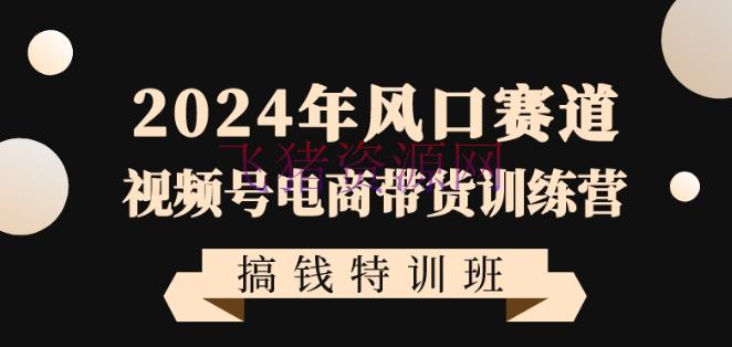 【网赚项目】2024年视频号电商带货训练营搞钱特训课程，带领我们快速入局自媒体电商带货 - 网赚项目 - 电商带货, 网赚项目, 视频号带货-飞猪资源网