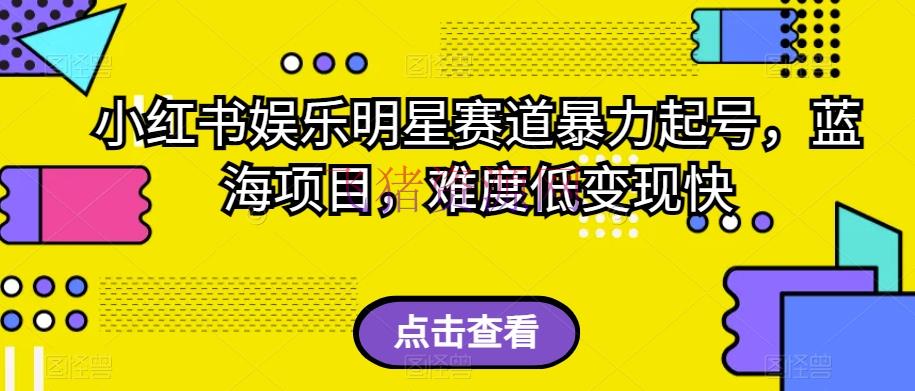 【网赚项目】小红书文娱明星赛道暴力起号，蓝海项目，难度低变现快【揭秘】 - 网赚项目 - 小红书, 网赚项目-飞猪资源网