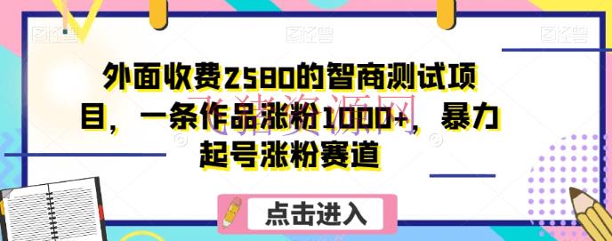 【网赚项目】外面收费2580的智商测验项目，一条著作涨粉1000+，暴力起号涨粉赛道【揭秘】 - 网赚项目 - 智商测试, 网赚项目-飞猪资源网