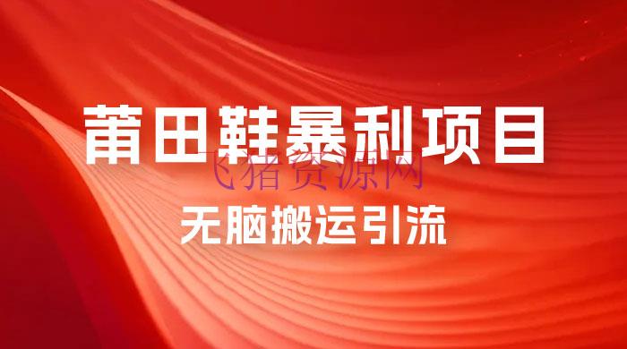 2023最新出售莆田鞋暴利项目，调配全新无脑转移引流办法，新手小白也可上手 - 网赚项目 - 网赚项目, 赚钱项目-飞猪资源网