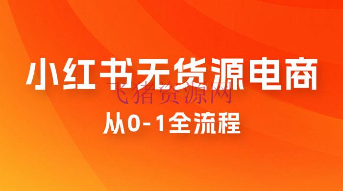 小红书无货源电商从 0-1 全流程，日入 1000＋ - 网赚项目 --飞猪资源网