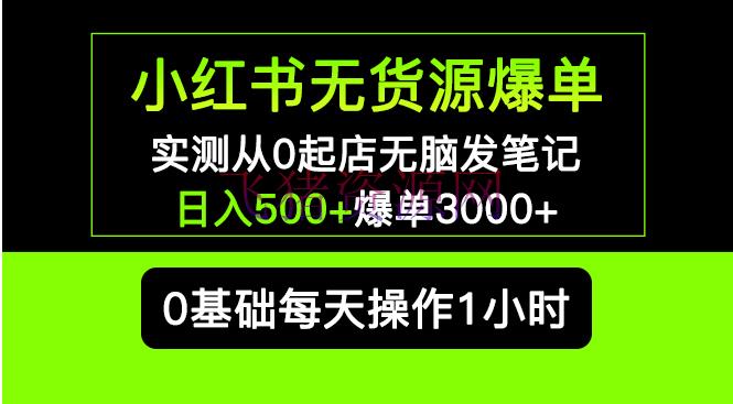 【网赚项目】小红书无货源爆单 实测从0起店无脑发笔记 日入500+爆单3000+长时间项目可多店 - 网赚项目 --飞猪资源网