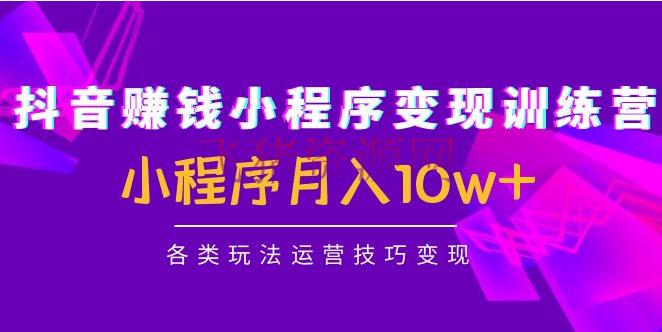 【网赚项目】抖音挣钱小程序变现训练营：小程序月入10w+各类玩法运营技巧变现 - 网赚项目 - 小程序变现, 小程序项目, 抖音小程序, 抖音赚钱, 抖音运营, 涨粉引流, 短视频, 短视频运营, 赚钱项目-飞猪资源网