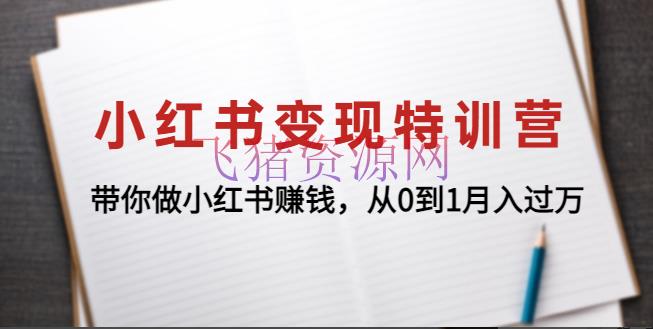【网赚项目】小红书变现特训营：带你做小红书挣钱，从0到1月入过万 - 网赚项目 - 小红书变现, 小红书运营, 引流变现, 网赚项目, 赚钱项目-飞猪资源网