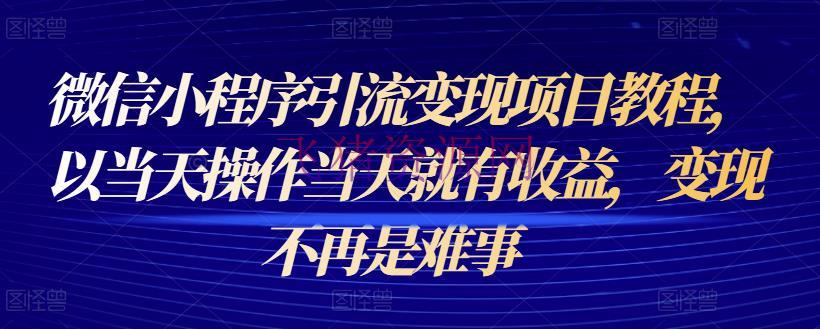 [网赚项目]微信小程序引流变现项目教程，以当天操作当天就有收益，变现不再是难事 - 网赚项目 - 引流变现, 微信小程序, 涨粉引流, 网赚项目, 赚钱项目-飞猪资源网