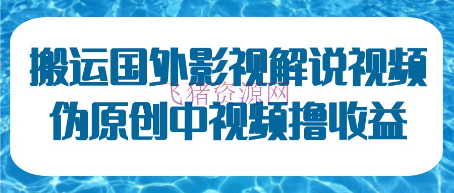 [高端精品] 国外影视说明视频，批量下载翻译成中文伪原创，传中视频渠道赚取收益 - 网赚项目 - 中视频, 今日头条, 网赚项目, 自媒体, 自媒体运营-飞猪资源网