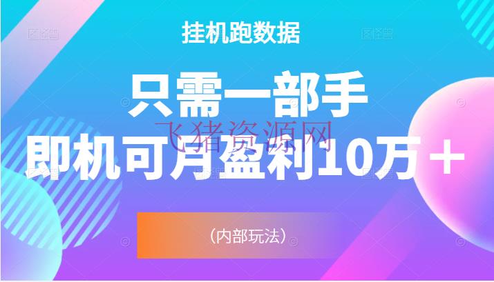 【网赚项目】挂机跑数据，只需一部手即机可月盈余10万＋（内部玩法）价值4988元 - 网赚项目 - 多多视频, 短视频, 网赚项目, 自媒体, 赚钱, 赚钱项目-飞猪资源网